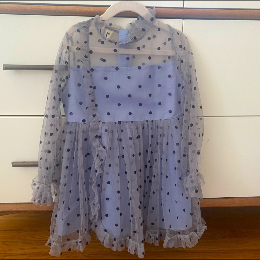 Girl’s dress with sheer tulle overlay